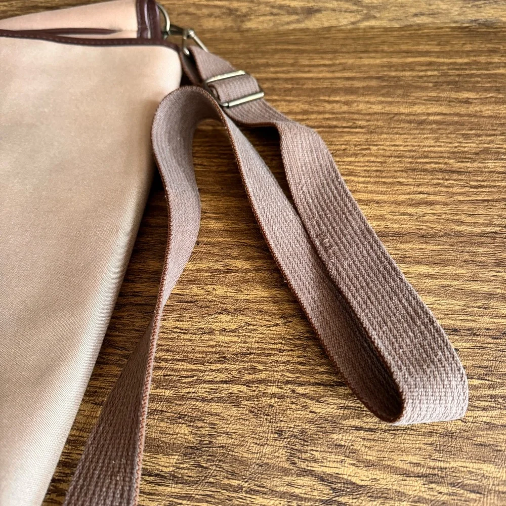 Vintage John Weitz Tan Canvas Messenger Bag Satchel Work Office Academia Preppy‎